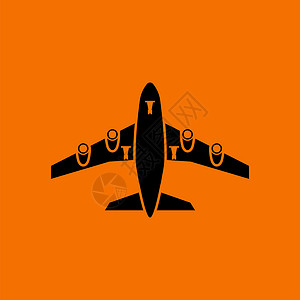 飞机起图标前视橙色黑背景矢量插图图片