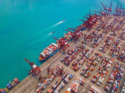 进口货物港口贸易图片素材