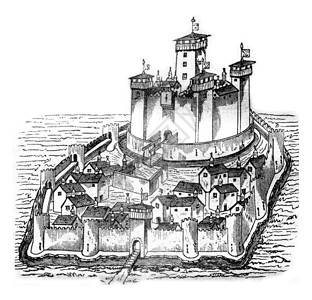 Bourbonnais的Pauleuze城堡以15世纪的手稿184年的MagasinPittoresque背景图片