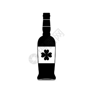 标签上的黑色简单图标上装有三叶体的啤酒瓶标签图上装有三叶体的啤酒瓶图片