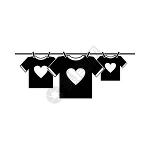 带有心脏图标的T恤衫黑色简单风格图片