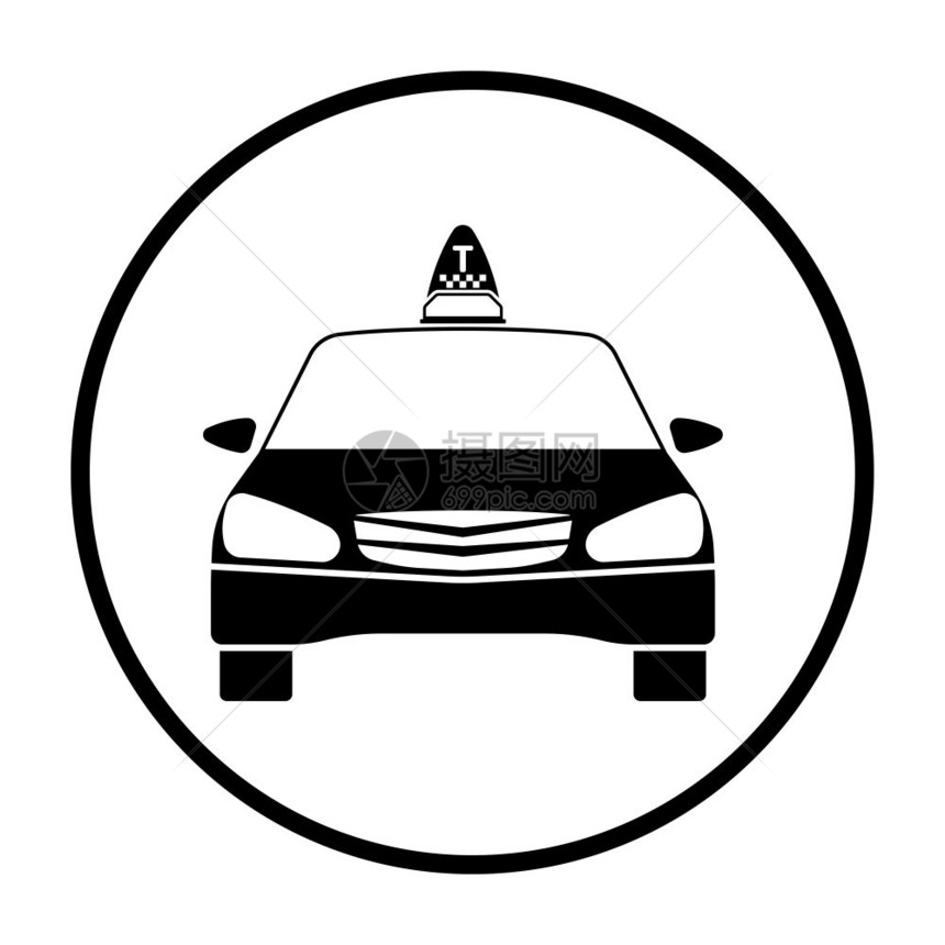 计程车图标前视细圆Stencil设计矢量I说明图片