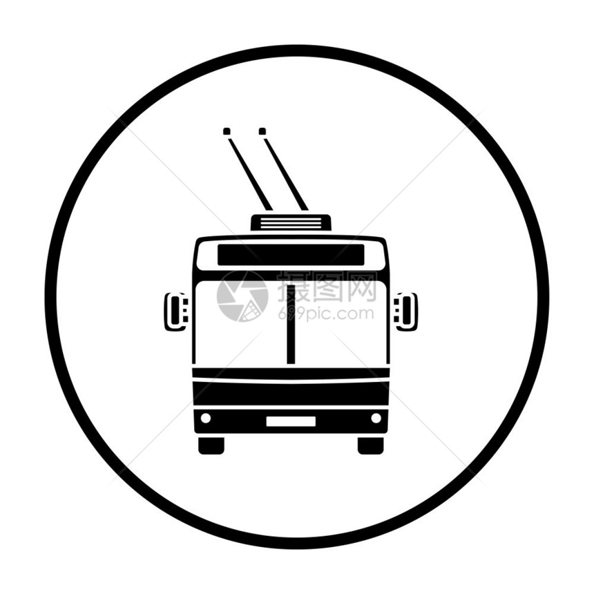 Trolleybus图标前视细圆Stencils设计矢量说明图片
