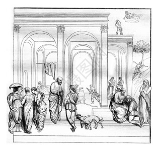 佛罗伦萨浸礼会主门的隔间之一Esau和Jacob184年的MagasinPittoresque背景图片