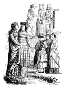 高贵的女士和资产阶级古老的雕刻画184年的马加辛皮托罗克图片