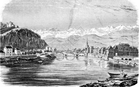 格勒诺布尔市的景象184年的马加辛皮托雷克图片