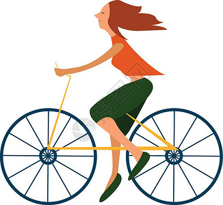 骑自行车的女孩插图图片