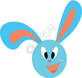 小鼻子一只快乐的蓝兔子插画