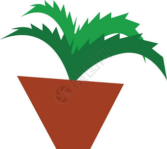 种植在棕色罐头矢量彩绘画或插图中的绿色succulent植物图片