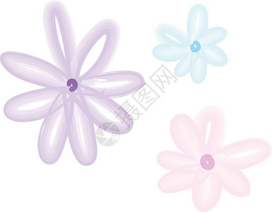 三个简单的花朵绘制矢量颜色画或插图的像背景图片