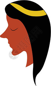 晒黑一个棕色女孩穿戴头冠的尖利下巴和鼻子插画