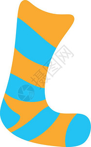 蓝色和黄条纹袜子矢量颜色图或插背景图片