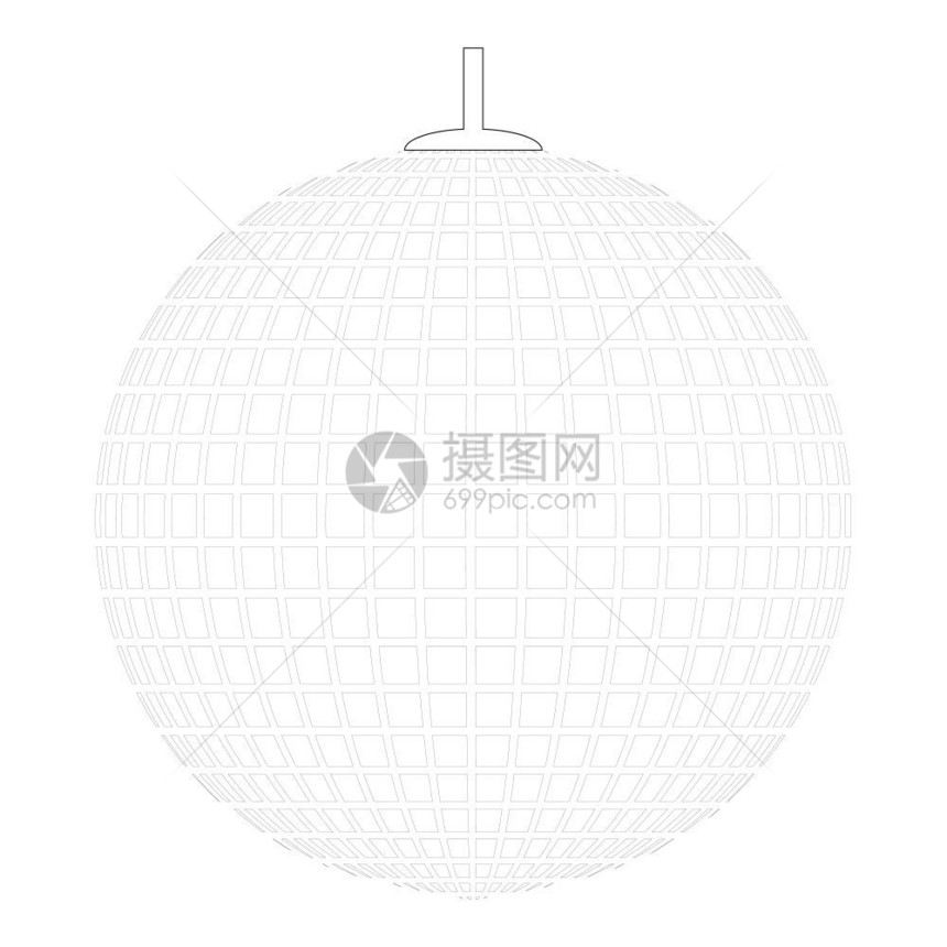 在线绳DiscothequeBallRetro夜俱乐部符号上悬浮的迪斯科球体图片