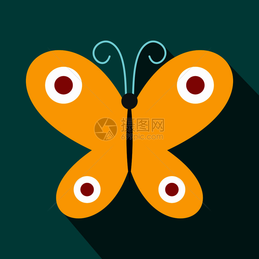 深绿色背景上的蝴蝶图标图片