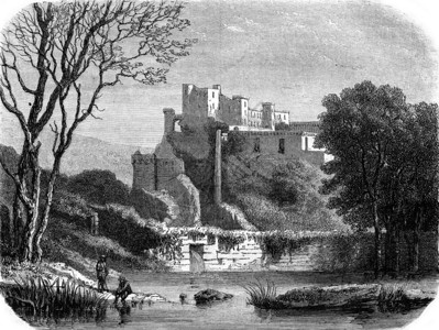 LaBarben城堡的景象1857年的MagasinPittoresque背景图片