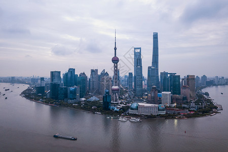 上海市的摩天大楼和高办公的空中景象亚洲智能城市的金融区和商业中心中国人高清图片素材