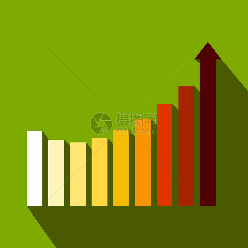 绿色背景上平面风格的商务图标平面风格图片