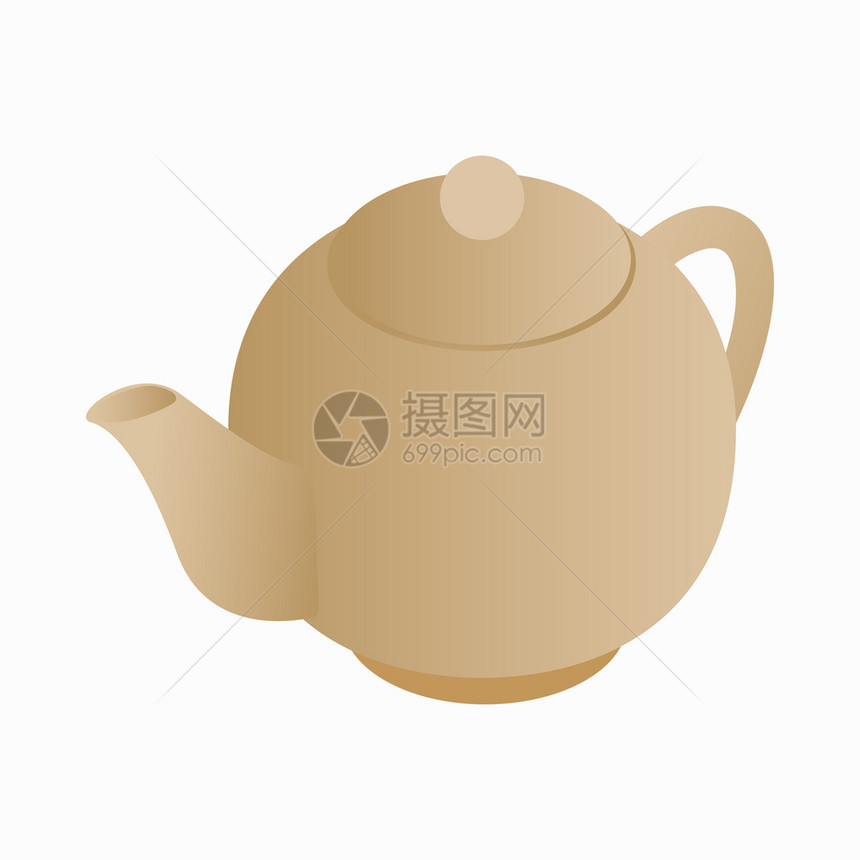 白色背景上的等量3d样式中的茶壶图标等量样式图片