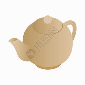 矢量茶白色背景上的等量3d样式中的茶壶图标等量样式背景