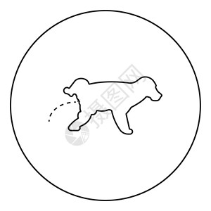 狗浇尿圆圈中小狗撒尿卡通矢量插图插画