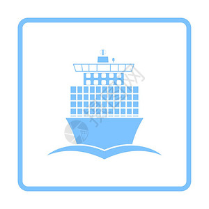 游轮图标集装箱图标船前视蓝框架设计矢量说明背景