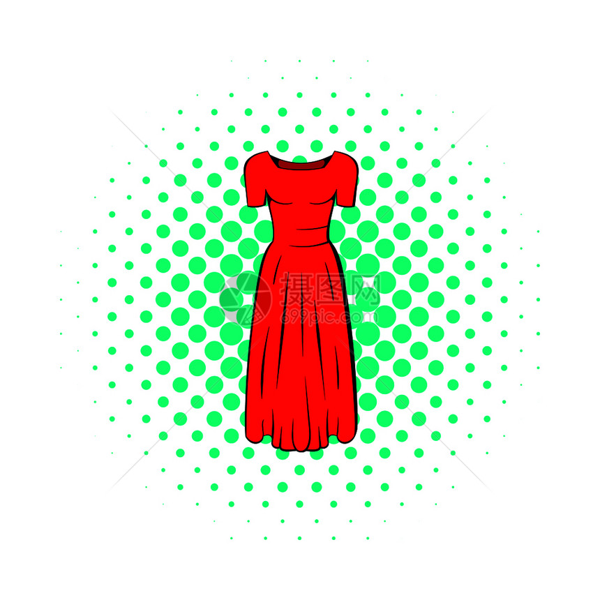 红色连衣裙卡通矢量插图图片