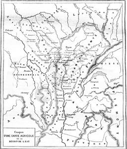 旧地图东部地区农业图上刻有186年MagasinPittoresque的古典插图背景