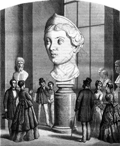卢浮宫博物馆雕塑卢西拉巨头罗马皇后古老的雕刻图解1869年的马加辛皮托雷斯克背景图片