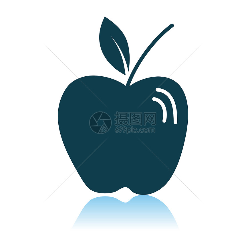 灰色背景上的苹果图标阴影反射设计矢量说明图片