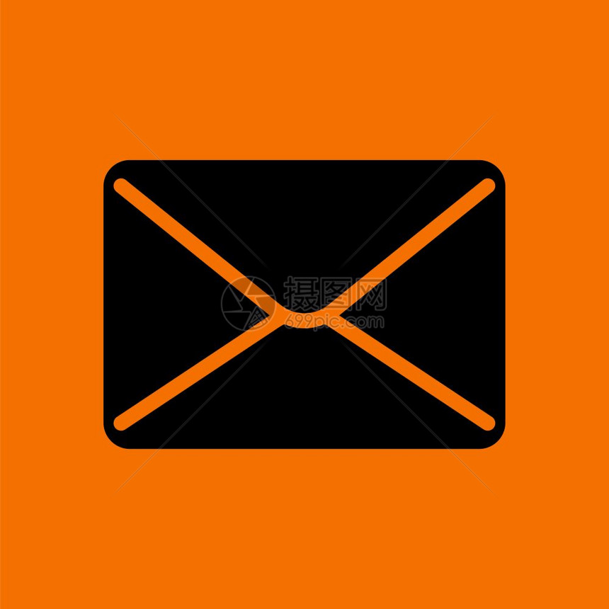 邮件图标橙色背景上的黑矢量说明图片