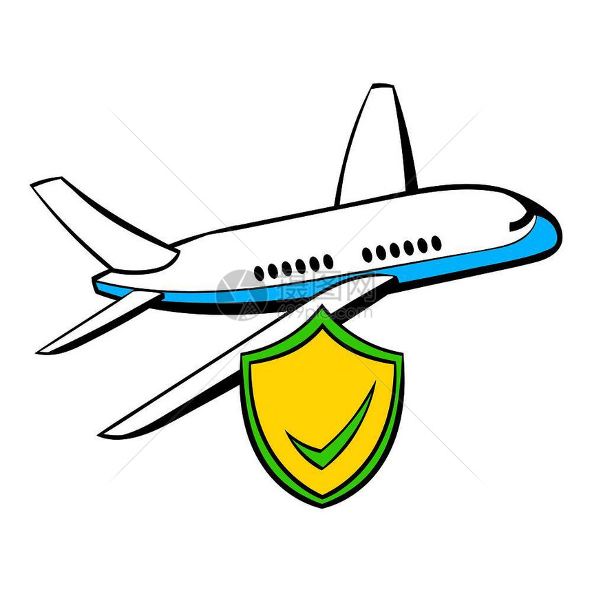 卡通风格飞机保险矢量设计插图图片