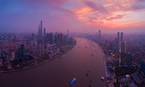 航拍上海城市夜景高层建筑高清图片素材