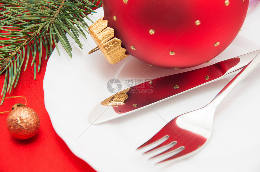 圣诞新年节假日餐桌设置装饰图片