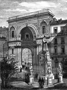 米兰LeonardodaVinci和GalleriaVittorioEmanuele的雕像187年玛加辛皮托雷斯克背景图片