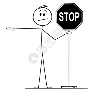 临时停车牌矢量卡通插图绘制关于男子或商人持有停车牌和指向或示方的概念图插画