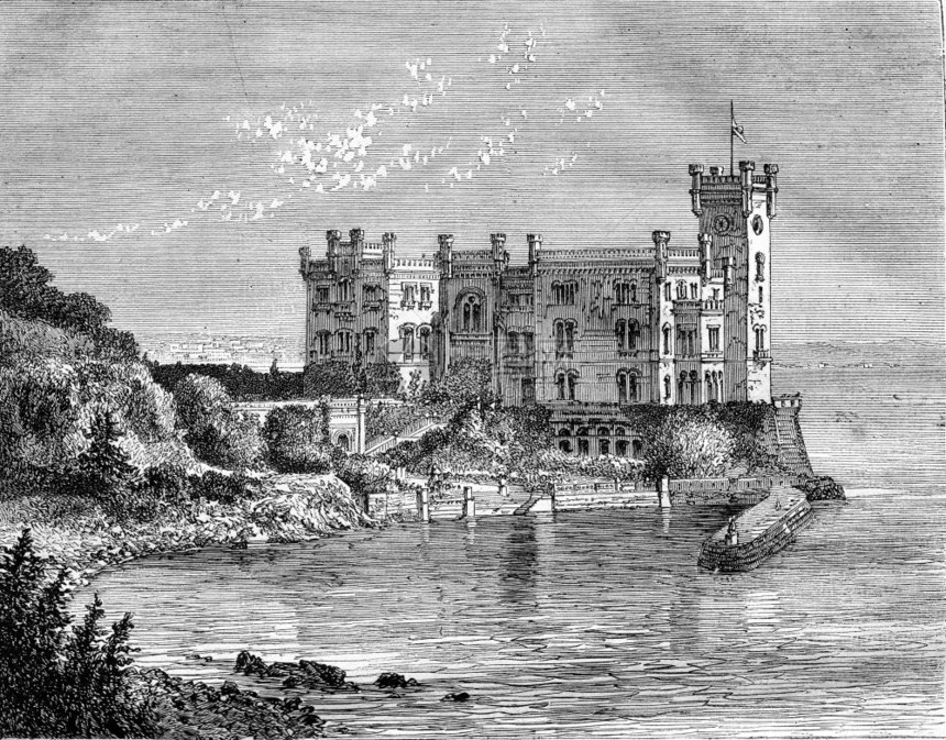 里雅斯特湾的米拉马尔城堡187年的马加辛皮托雷斯克图片