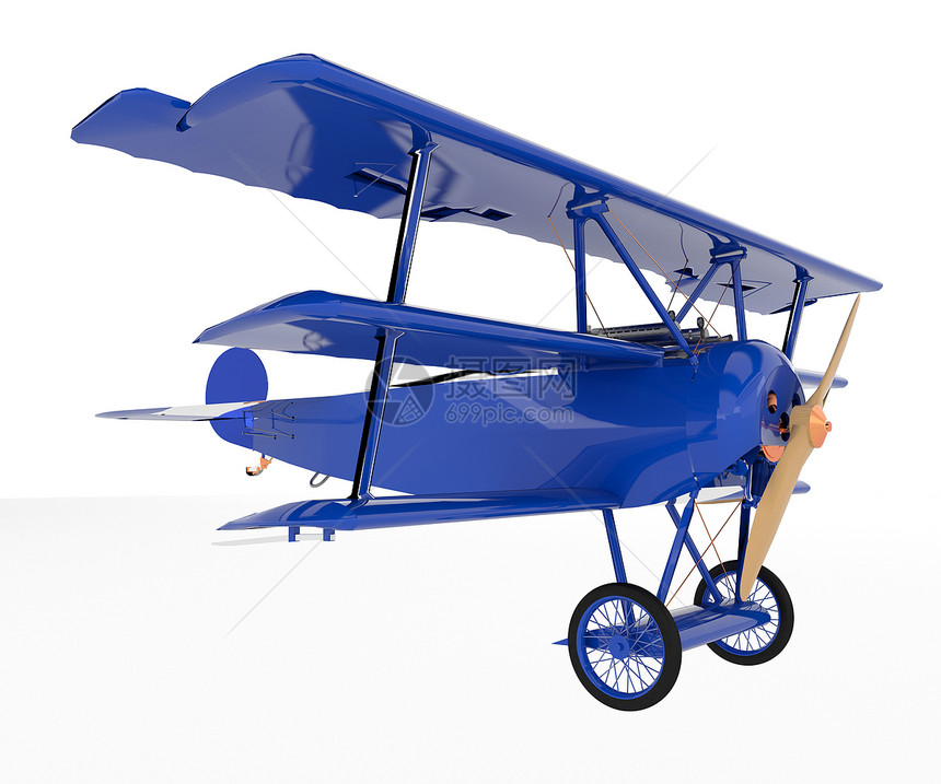 两轮的蓝色玩具飞机看起来非常吸引人图片
