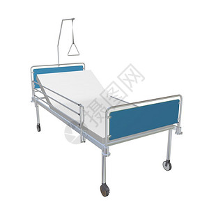 蓝色和铬流动医院病床带接连的蓝色和铬流动医院床3插图以白色背景隔离图片