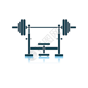 杠铃图标配有Barbel图标影子反射设计矢量说明背景