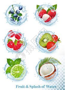蓝莓叶子草莓荔枝果汁图片