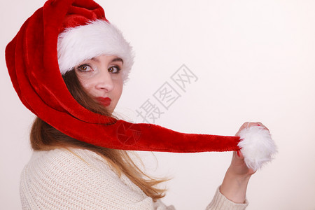 穿着圣诞帽的漂亮女孩图片