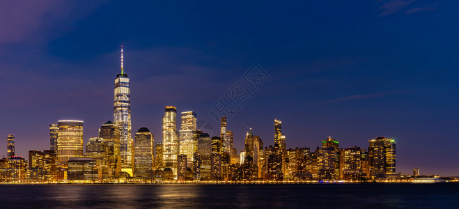 新泽西州纽约市下曼哈顿天线黄昏的城市风景暮光高清图片素材