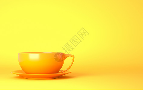 黄色背景的杯子3D插图黄色背景的杯子图片
