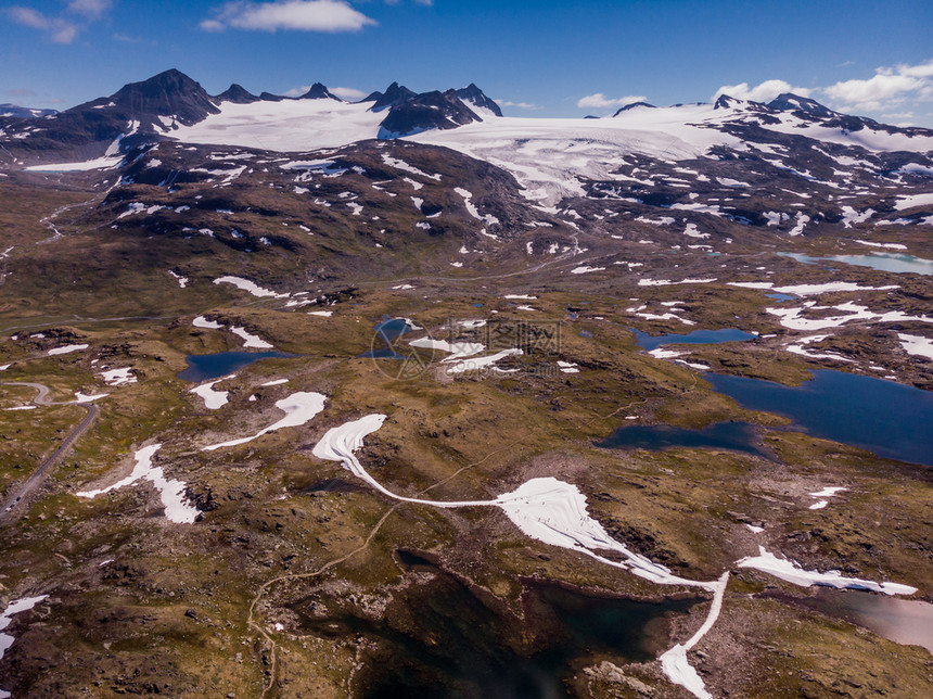 挪威夏季山地景观旅游色5号Sognefjellet公路空中视图山地景观挪威旅游色5号Songnefjellet公路图片