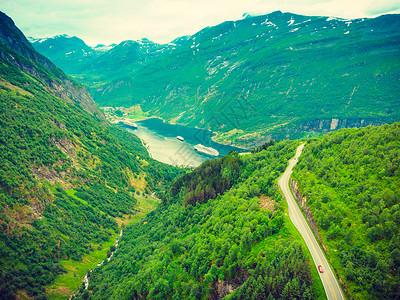 FjordGeirangerfjord与渡船挪威旅行目的地挪威图片