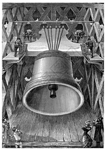 巴黎圣母院之钟1875年工业百科全书1875年背景图片