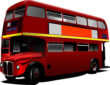 德邦物流素材伦敦双Decker红色巴士矢量插图插画