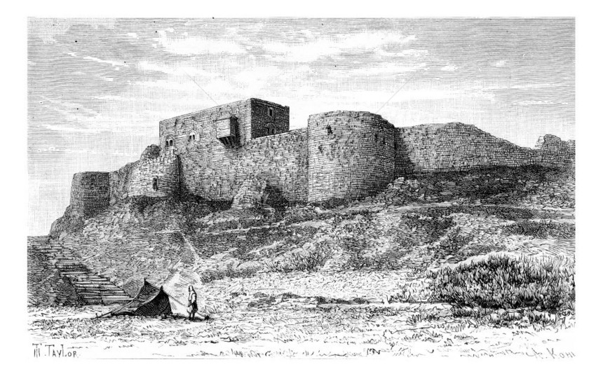 黎巴嫩Abel山Tebnine城堡古代雕刻插图世界旅游行日报18年图片