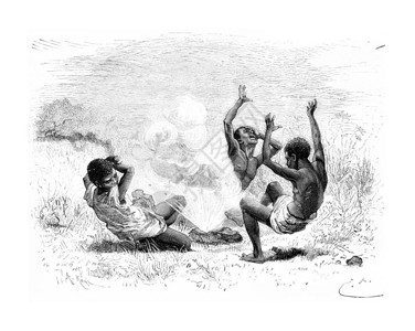 Bayard根据SerpaPinto的草图绘制关于南部非洲安哥拉三个原住民的爆炸图世界旅游行日报18年背景图片