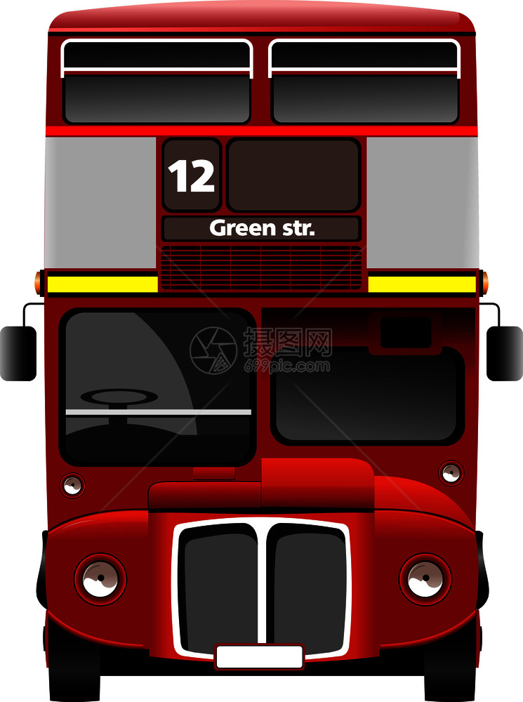伦敦双Decker红色巴士矢量插图图片